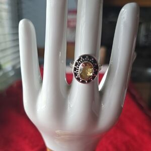 925 Sterling Silver Citrine Ring~Sz 8